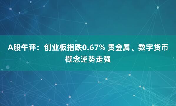 A股午评：创业板指跌0.67% 贵金属、数字货币概念逆势走强