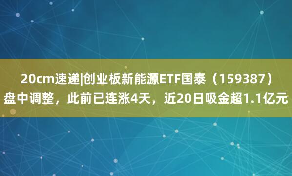 20cm速递|创业板新能源ETF国泰（159387）盘中调整，此前已连涨4天，近20日吸金超1.1亿元