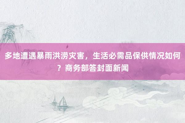 多地遭遇暴雨洪涝灾害，生活必需品保供情况如何？商务部答封面新闻