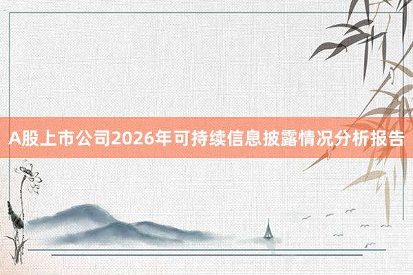 A股上市公司2026年可持续信息披露情况分析报告