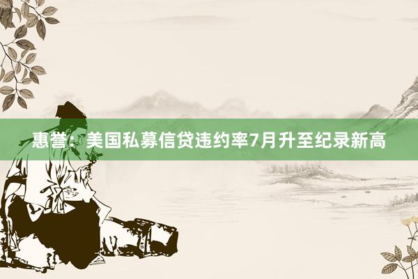惠誉：美国私募信贷违约率7月升至纪录新高