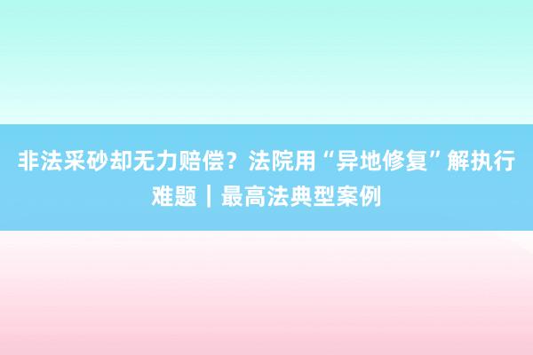 非法采砂却无力赔偿？法院用“异地修复”解执行难题｜最高法典型案例