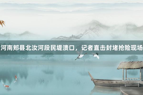河南郏县北汝河段民堤溃口，记者直击封堵抢险现场