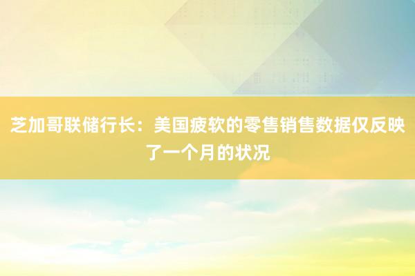 芝加哥联储行长：美国疲软的零售销售数据仅反映了一个月的状况