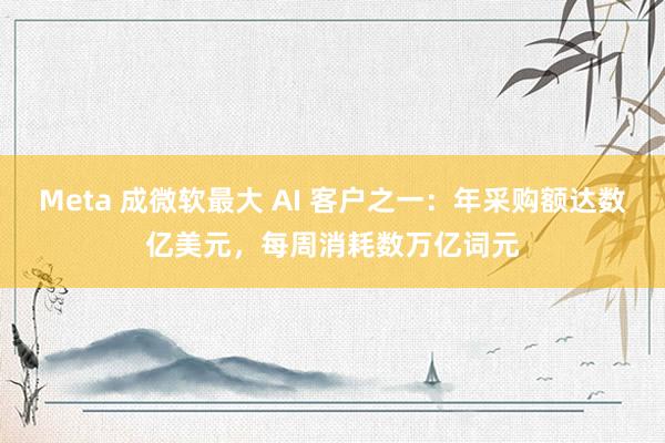 Meta 成微软最大 AI 客户之一：年采购额达数亿美元，每周消耗数万亿词元