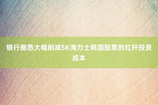 银行据悉大幅削减SK海力士韩国股票的杠杆投资成本