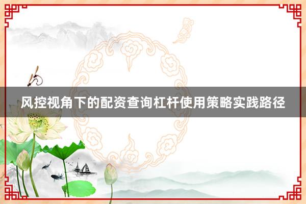 风控视角下的配资查询杠杆使用策略实践路径