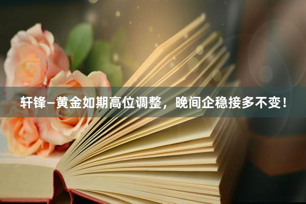轩锋—黄金如期高位调整，晚间企稳接多不变！