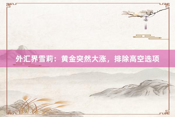 外汇界雪莉：黄金突然大涨，排除高空选项