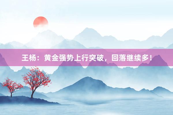 王杨：黄金强势上行突破，回落继续多！