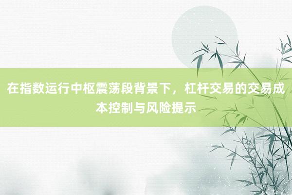 在指数运行中枢震荡段背景下，杠杆交易的交易成本控制与风险提示