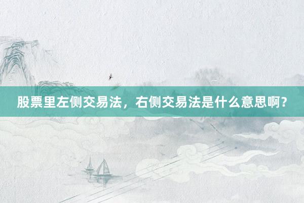 股票里左侧交易法，右侧交易法是什么意思啊？