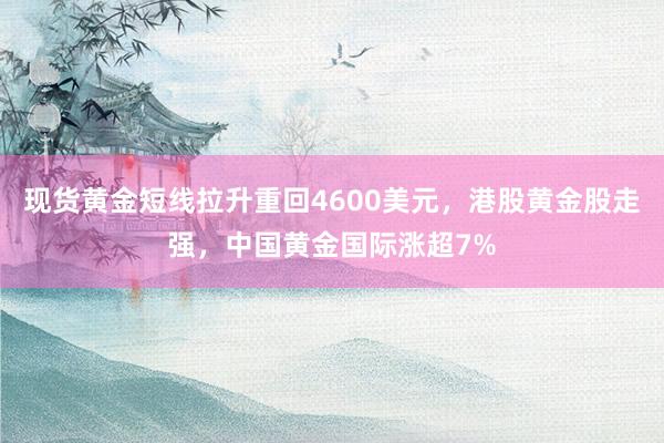 现货黄金短线拉升重回4600美元，港股黄金股走强，中国黄金国际涨超7%