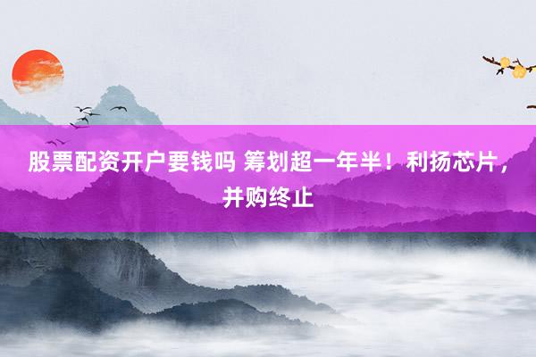 股票配资开户要钱吗 筹划超一年半！利扬芯片，并购终止