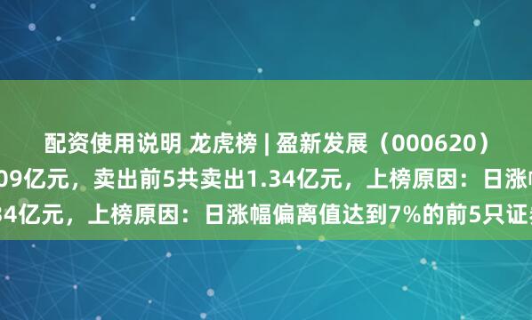 配资使用说明 龙虎榜 | 盈新发展（000620）涨停，买入前5共买入5.09亿元，卖出前5共卖出1.34亿元，上榜原因：日涨幅偏离值达到7%的前5只证券