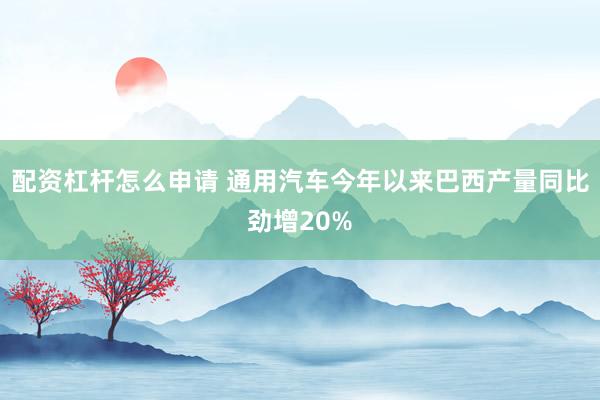 配资杠杆怎么申请 通用汽车今年以来巴西产量同比劲增20%