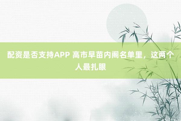 配资是否支持APP 高市早苗内阁名单里，这两个人最扎眼