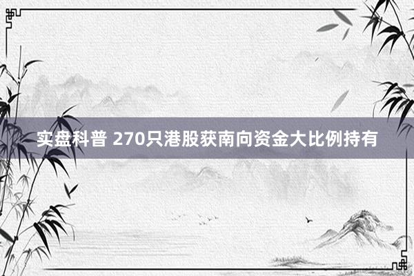 实盘科普 270只港股获南向资金大比例持有