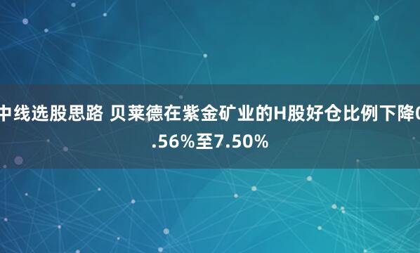 中线选股思路 贝莱德在紫金矿业的H股好仓比例下降0.56%至7.50%