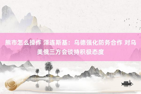 熊市怎么操作 泽连斯基：乌德强化防务合作 对乌美俄三方会谈持积极态度