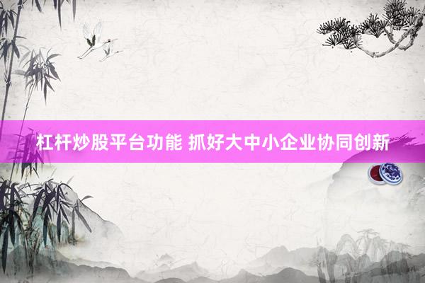 杠杆炒股平台功能 抓好大中小企业协同创新